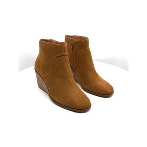 NWT LUCKY BRAND Womens Brown Goring Zanta Round Toe Wedge Leather Booties 8 M